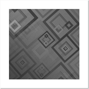 Grey square shapes abstract pattern Posters and Art